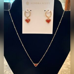 Kendra Scott Ari Gold Heart Necklace and Earring Set